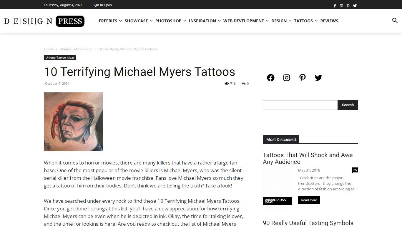 10 Terrifying Michael Myers Tattoos - Design Press